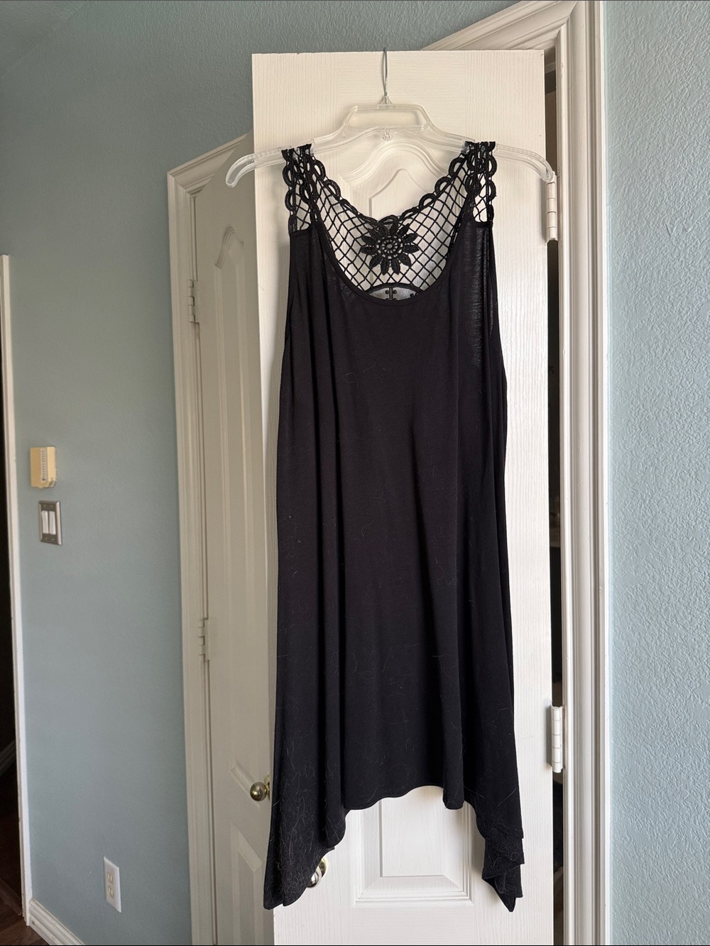 Black Crochet-Back Tank Dress - Women's Casual Dress, size 1X.